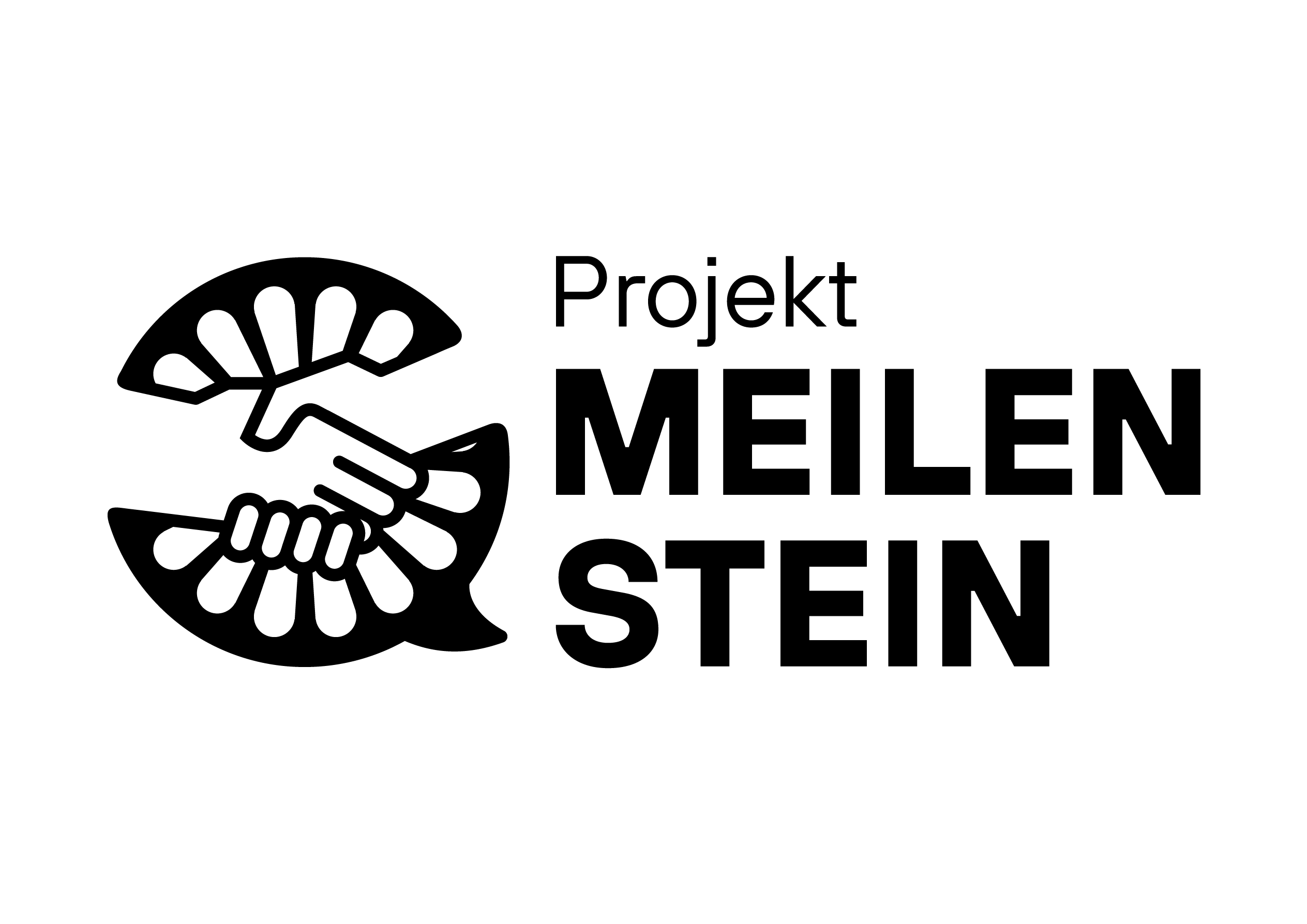 Logo von Projekt Meilenstein (Zwei sich schütelnde Hände) / Logo of Project Meilenstein (Two shaking hands)